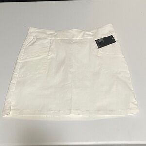 Women’s White Mini Skirt with Front Pockets
